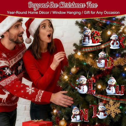 Snowman Letter A Christmas Ornament, A-Z Hanging Tree Decor 2025