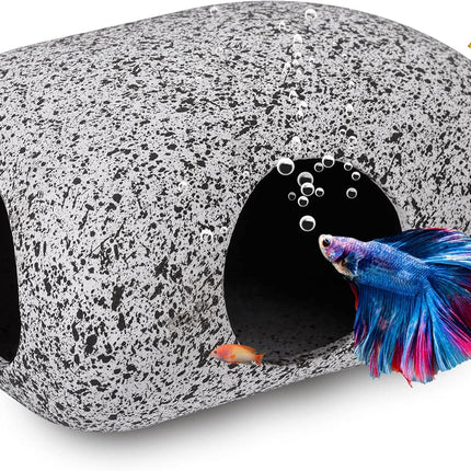 Small Ceramic Aquarium Rock Cave Betta Fish Hideout Shrimp Breeding Tank Decor