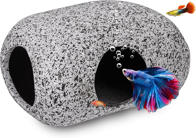 Small Ceramic Aquarium Rock Cave Betta Fish Hideout Shrimp Breeding Tank Decor