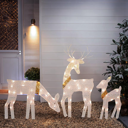 3-Piece Lighted 2D Reindeer Family – 60 LED Waterproof Outdoor Xmas Decor