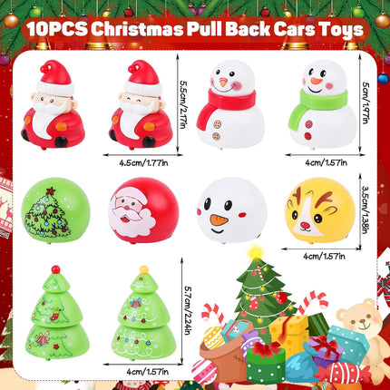 10PCS Mini Pull Back Christmas Cars Toys Party Favors for Kids Stocking Stuffers
