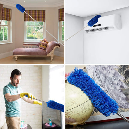 2 Head Cobweb Duster Kit, Telescoping Pole Corner Brush Ceiling Cleaner