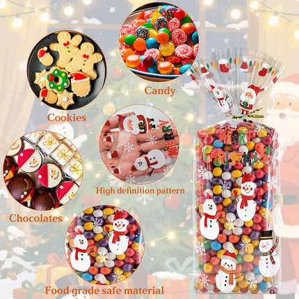 120PCS Christmas Treat Bags Cellophane Candy Bags Xmas Party Favors
