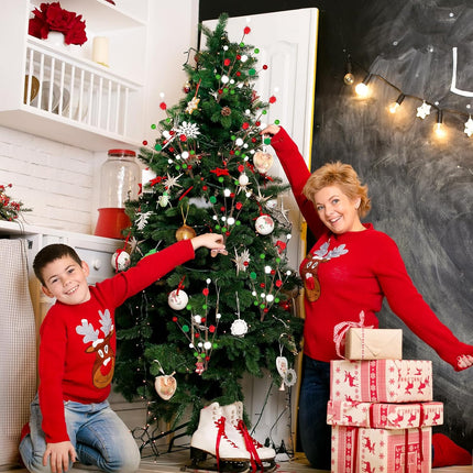 12PCS Christmas Berry Picks with Beads, Red & Green Floral Stems for Tree & Table