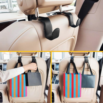 2-Pack Car Seat Headrest Hooks for Purses, Bags, and Grocery Bags – Leather Covered