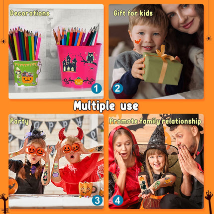 250-Style Halloween Glow Temporary Tattoos, 24 Sheets, Kids Party Favors & Goodie