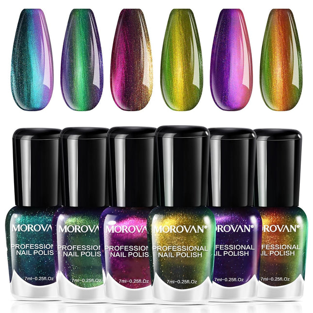 Holographic Nail Polish Set, Metallic Ombre Quick-Dry Glitter Lacquer, 0.27oz, Gift