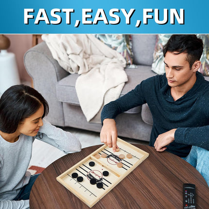 Fast Sling Puck Game Wooden Air Hockey Board Family Party Tabletop Game