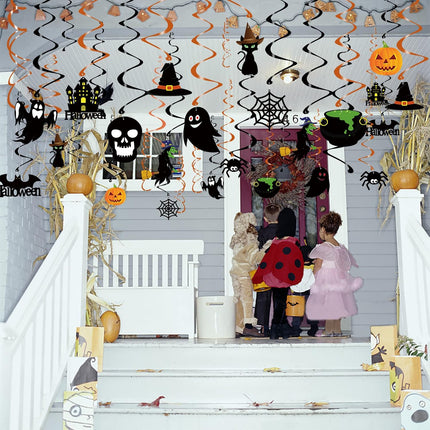 36-Piece Halloween Hanging Swirls, Ghost, Pumpkin & Witch Ceiling Party Decorations