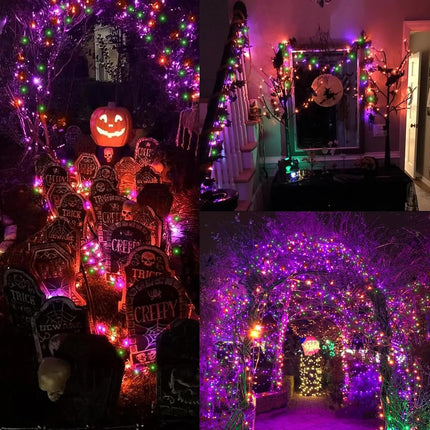 20FT 100-Count Halloween String Lights, Orange Purple Green Incandescent Bulbs
