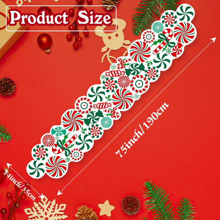 Christmas Candy Table Runner 71x13" – Peppermint Lollipop Table Decor