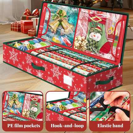 Christmas Wrapping Paper Organizer Box – Storage for Gift Wrap & Ornaments