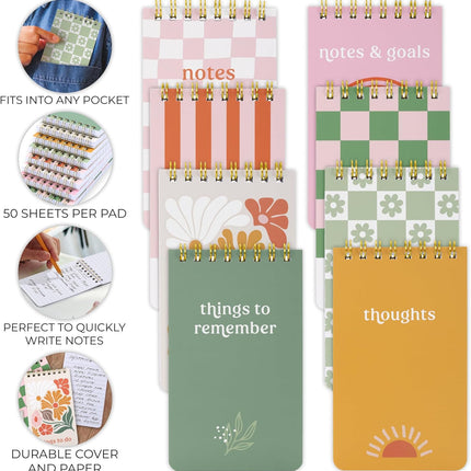 Mini 3x5 Spiral Notebooks – Set of 8, Aesthetic Lined Pages, Perfect for Work & School