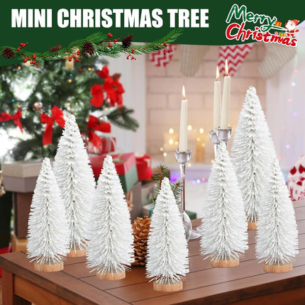 9PCS Mini Christmas Trees – Glitter Bottle Brush Tabletop Holiday Decor