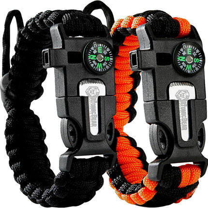 Adjustable Survival Paracord Bracelets for Hiking, Camping and Fishing