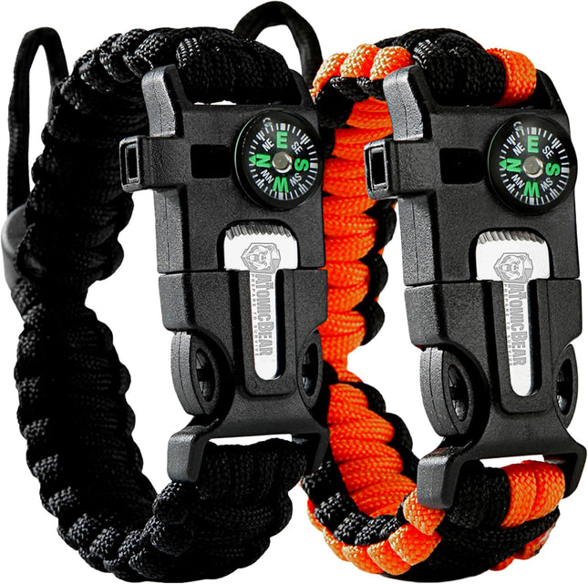 Adjustable Survival Paracord Bracelets for Hiking, Camping and Fishing