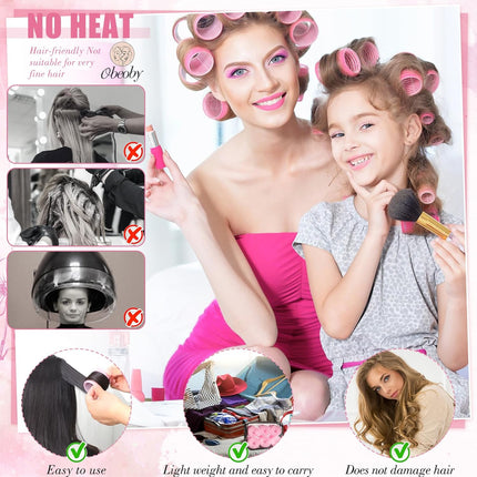 50PCS Self Grip Hair Rollers Set 4 Sizes with Clips for Hair Styling