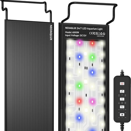24/7 LED Aquarium Light for 8-12" Tanks, 12-Color Full Spectrum, Auto On/Off, IP68
