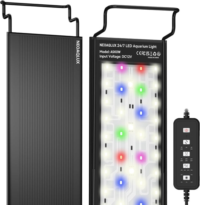 24/7 LED Aquarium Light for 8-12" Tanks, 12-Color Full Spectrum, Auto On/Off, IP68