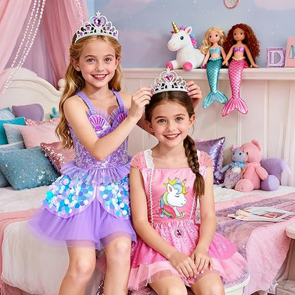 Princess Dress Up Clothes with Shoes – Mermaid & Unicorn Costume Set for Girls 3–6