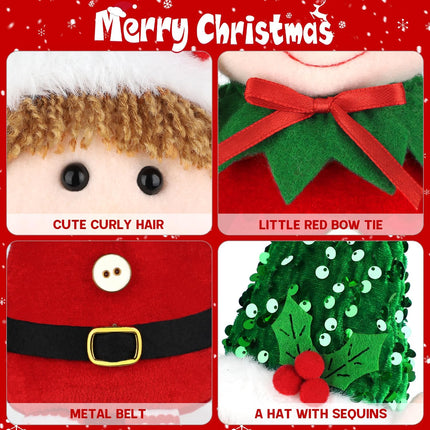 Christmas Gnomes Decoration Pack, Plush Sequin Swedish Tomte for Festive Decor