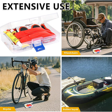 80PCS Bike Tire Repair Kit, Self-Adhesive Patches with Storage Box & Valve Converter