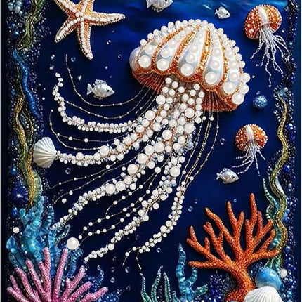 5D Pearl Diamond Painting Kit for Adults, 12x16in Beach Shell Special Shape Art