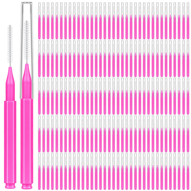 120-Pc Micro Eyebrow & Lash Brushes – Mini Spoolies with Cap, Rose