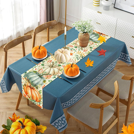Thanksgiving Fall Table Runner 13x72, Pumpkin Eucalyptus Home Decoration