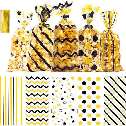 100-Piece Black & Gold Candy & Gift Bags – Twist Tie Goodie Bags