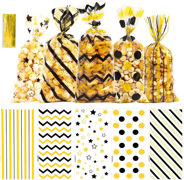 100-Piece Black & Gold Candy & Gift Bags – Twist Tie Goodie Bags