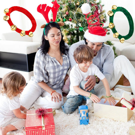 48 Sets Christmas Bell Bracelets – Bulk Pack with Cards & Christmas Pipe Cleaners Craft Kit