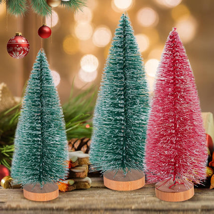 9PCS Mini Christmas Trees with Lights 8 Inch Tabletop Bottle Brush Decor