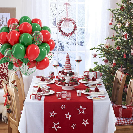 61pcs Green and Red Latex Balloons, 12-inch Confetti Balloons for Christmas & Birthday