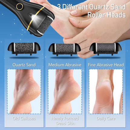 Electric Foot Callus Remover – Waterproof, 2 Speeds, 3 Rollers, Rechargeable