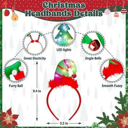 LED Christmas Headband – Reindeer Antlers & Leprechaun Hat Hair Hoop