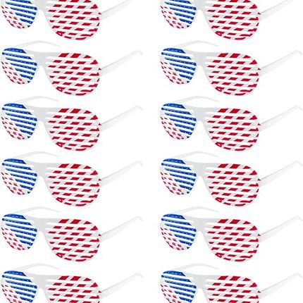 12 Pairs Red White Blue American Flag Glasses Independence Day Decor