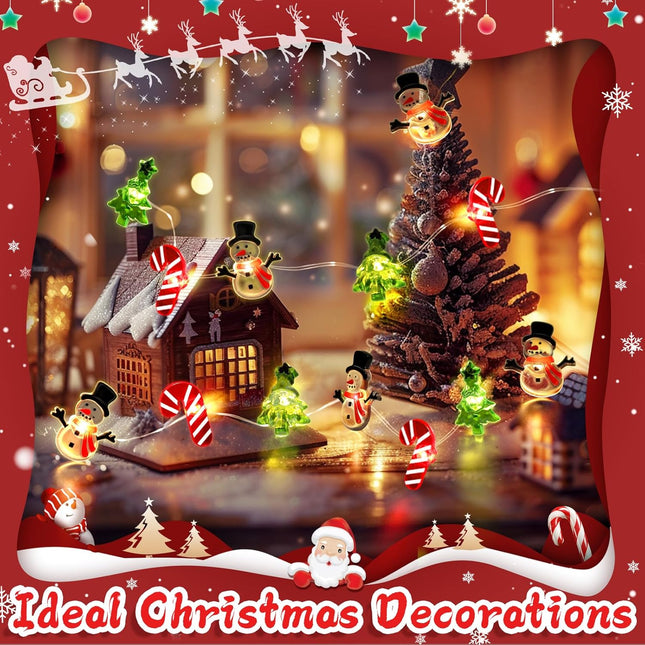 Christmas Lights 10FT 30LED – Snowman & Tree Crutch Decorative String Lights
