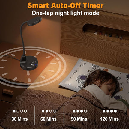 15W LED Desk Lamp with USB Charging Ports Dimmable Table Light for Bedroom, Study