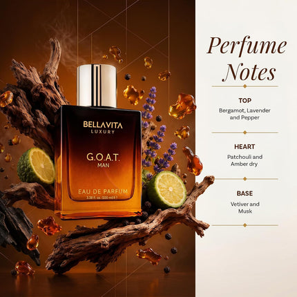 BellaVita Luxury G.O.A.T. Eau de Parfum for Men 100ml Citrus Woody Fragrance