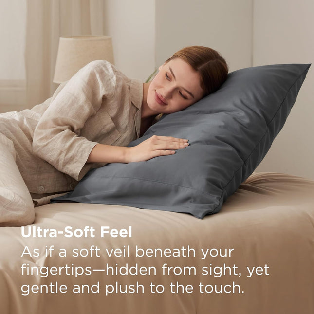 2-Pack Queen Pillowcases – Dark Grey, Double Brushed Microfiber, 20"x30"