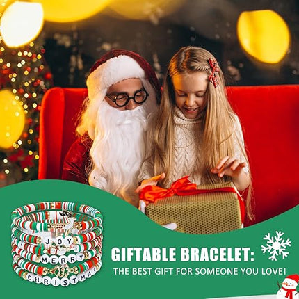 6 Pack Festive Christmas Bracelets Candy-Inspired Stacks for Women & Teens
