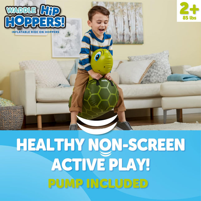 Hip Hopper Inflatable Turtle Bouncer – Hopping Toy for Kids Ages 2+