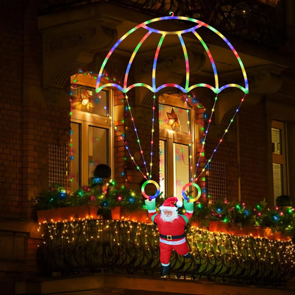 Waterproof 2.8FT Parachute Christmas Lights with Santa Claus, 8 Modes
