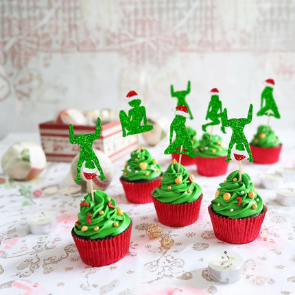 24PCS Christmas Cupcake Toppers – Glitter Ho Ho Hos Picks for Holiday Parties
