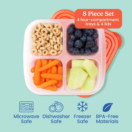 Easyboxes 8-Piece Snack Containers – 4-Compartment BPA-Free Meal Prep Set
