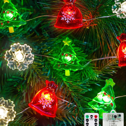 Christmas Decoration Lights – 10FT 30 LED Snowflake & Christmas Tree Fairy Lights with Battery