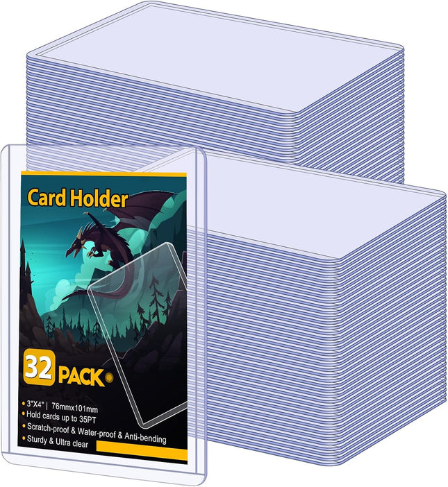 32 Count Card Sleeves – 35PT Hard Plastic Protectors for Baseball, Football & Trading Cards