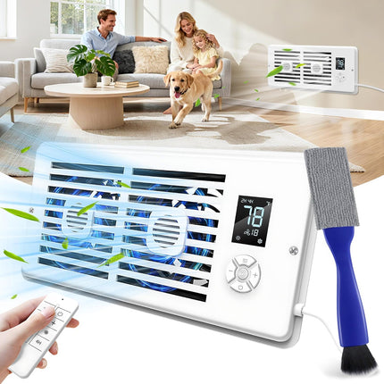 Smart Register Booster Fan 4"x10" with 10 Speeds, Remote & Thermostat