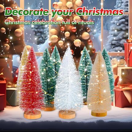 9PCS Mini Christmas Trees with Lights 8 Inch Tabletop Bottle Brush Decor